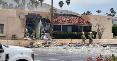 Guy Edward Bartkus, 25, is accused of setting off the blast just before 11am Saturday at the American Reproductive Centers in Palm Springs