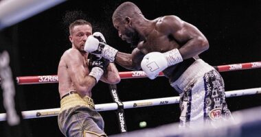 Josh Taylor is caught cold in his defeat to Ekow Essuman at The Hydro last night