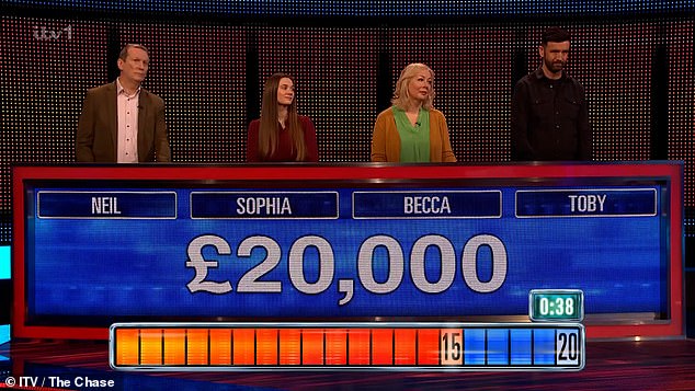 Tuesday's instalment of the popular quiz show, hosted by Bradley Walsh , saw Toby, Becca, Sophia and Neil attempt to take on on Chaser Jenny Ryan, known as the Vixen