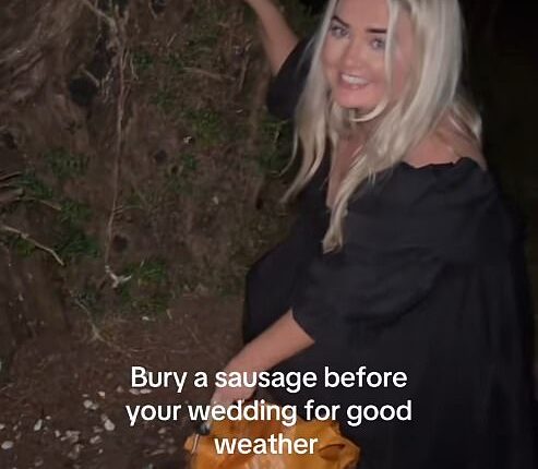 Scottish bride, who goes by the name aimsbeee on TikTok, also decided to dig a hole in her garden with her bridesmaids