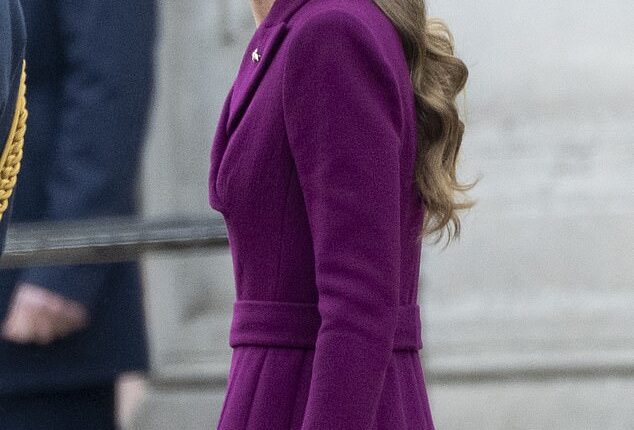 Kate Middleton (pictured) wore a beautiful Emilia Wickstead coat dress to the military procession on Monday - but, as eagle-eyed royal fans observed, it wasn't new for the occasion