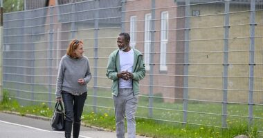 Cameroonian lawyer Ndam Carlson Agwo, 48 ,speaking to Sue Reid at the deportation centre