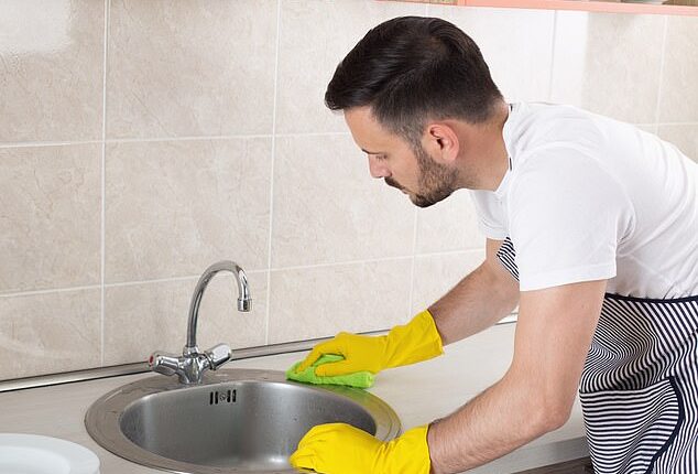 Kitchen counters, sinks, and sponges can harbor countless pathogens due to poor cleaning habits and cross-contamination between different foods being prepared (Stock image)
