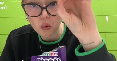 Woolworths staffer Emily from the Keperra store in Queensland taste tested the repeatedly sold-out grape bubbleme Sorbet Balls