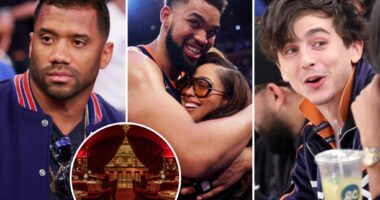 Timothée Chalamet, Jordyn Woods and Russell Wilson party with Knicks players at private club after historic win
