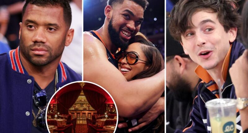 Timothée Chalamet, Jordyn Woods and Russell Wilson party with Knicks players at private club after historic win