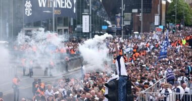 Thousands of Tottenham fans lined the streets of North London during a parade on Friday