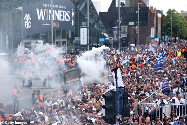 Thousands of Tottenham fans lined the streets of North London during a parade on Friday