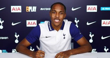 The transfer deadline will be brought forward for this summer's double window (pictured: Tottenham moved to sign forward Mathys Tel on loan during the final hours in January)