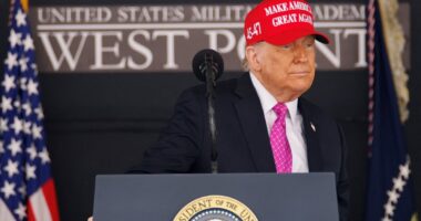 Trump gives rambling speech about trophy wives, golf and the ‘late great’ Al Capone in politically-charged West Point address