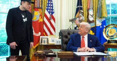 Trump praises Musk’s DOGE work as tech mogul shows up to Oval Office with black eye: Live