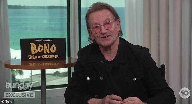 Bono (pictured) born Paul David Hewson, sat down with The Project on Sunday to talk about his upcoming film Bono: Stories of Surrender, a documentary about his life behind the mic as U2's frontman