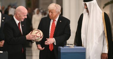 Uefa accuses Gianni Infantino of putting ‘private political interests’ before game after Saudi trip with Donald Trump