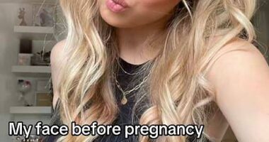 One woman, Kezia from UK, shared a clip of how her changing face left her 'humbled' during the pregnancy of her child (pictured before pregnancy)