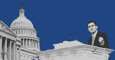 image of capitol building and image of Russell Moore imposed on a blue background