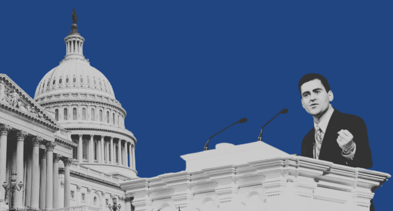 image of capitol building and image of Russell Moore imposed on a blue background
