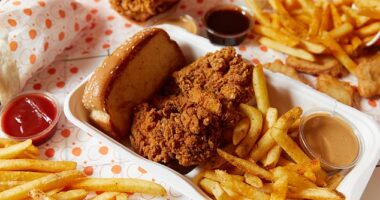 The TikTok-famous Flock Box meal retails from a starting price of $17.90, and includes chicken tenders, chips, toast, sauce and a drink