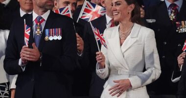 The Prince and Princess of Wales looked to be in high spirits as they joined King Charles and Queen Camilla - as well as the Duke and Duchess of Edinburgh - at a concert commemorating VE Day on Thursday