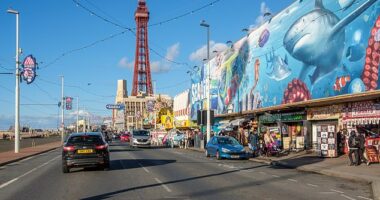 The incident happened near Blackpool promenade (pictured) on Saturday morning