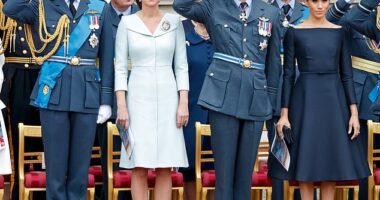 The brothers and their partners are pictured in July 2018 attending a ceremony to mark the centenary of the Royal Air Force on the forecourt of Buckingham Palace