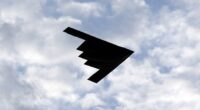 A B-2 Stealth Bomber flies over the Washington Monument at the National Mall, during the Independence Day celebrations in Washington DC, on July 4, 2020