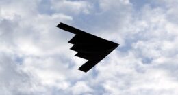 A B-2 Stealth Bomber flies over the Washington Monument at the National Mall, during the Independence Day celebrations in Washington DC, on July 4, 2020