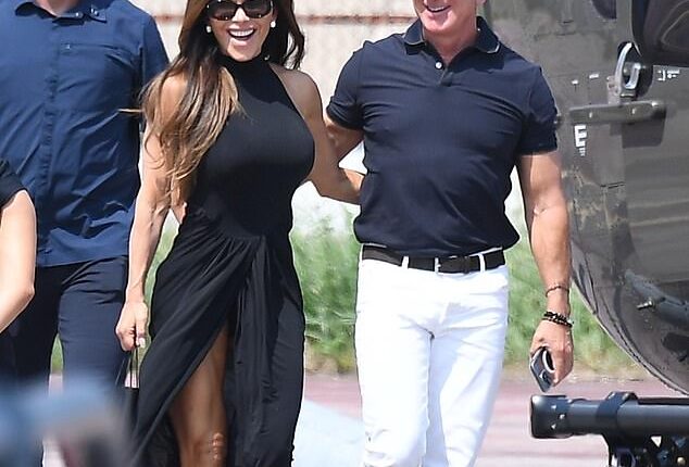 Billionaire Amazon founder Jeff Bezos and Lauren Sanchez are all smiles as they arrive in Venice ahead their much anticipated wedding