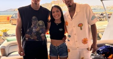 Alis Moore, a VIP hostess in Ibiza pictured with Jobe (left) and Jude Bellingham (right) has revealed all about her work with A-list footballers