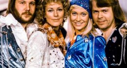 There was a secret darkness behind ABBA's faultless harmonies and Eurovision smiles (Frida, second from right, pictured with her bandmates)