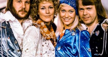 There was a secret darkness behind ABBA's faultless harmonies and Eurovision smiles (Frida, second from right, pictured with her bandmates)
