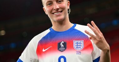 Aggie Beever-Jones announced herself in her third England start, scoring a first-half hat-trick