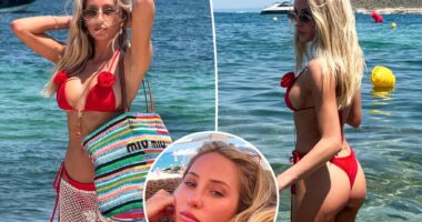 Alix Earle looks red hot in cheeky Mallorca bikini snaps