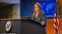 U.S. State Department spokesperson Tammy Bruce speaks to reporters during a press briefing at the State Department in Washington DC on United States, March 17, 2025