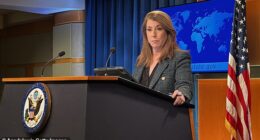 U.S. State Department spokesperson Tammy Bruce speaks to reporters during a press briefing at the State Department in Washington DC on United States, March 17, 2025