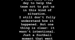 Nicolas Jackson posted this apology on Instagram after his mindless red card