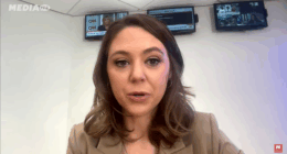 Natasha Bertrand speaking during an interview.