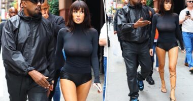 Bianca Censori wears sheer black top, tiny shorts in NYC