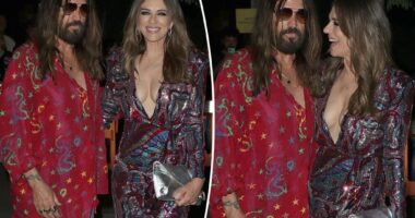 Billy Ray Cyrus and girlfriend Elizabeth Hurley have romantic date night in London to support Miley's new film