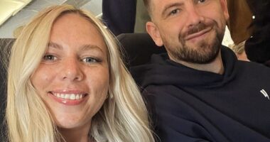 Greg Monks, 38, (pictured with his girlfriend) was previously found dead in a ravine - some eight days after he vanished from the strip during a pal's stag do