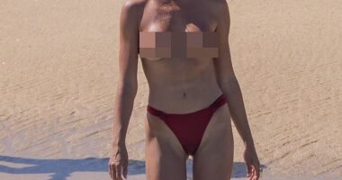 Brooks Nader showed ex Gleb Savchenko what he is missing as she went topless while enjoying a bikini break despite it being illegal