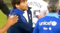 Louis Tomlinson has been caught on camera brutally snubbing love rival Sam Thompson after the full-time whistle blew at Soccer Aid