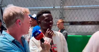 Bukayo Saka has generated controversy online following an awkward grid walk interview