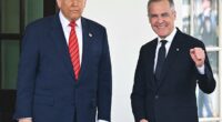 Canada has retaliated against the United States for shutting down trade talks by hiking duties on American steel imports to 50 percent if they exceed a certain quota (Pictured: President Donald Trump and Canadian Prime Minister Mark Carney at the White House on May 6, 2025)