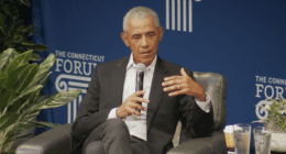 Barack Obama talking during a forum.