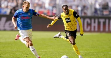 Chelsea are believed to have begun talks with Borussia Dortmund over Jamie Gittens (right)