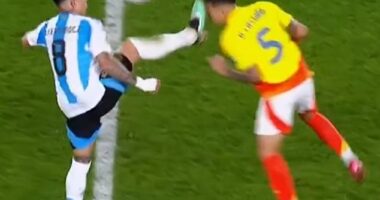 Enzo Fernandez was sent off following a high challenge on Colombia's Kevin Castano