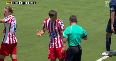 Clement Lenglet was sent off in bizarre circumstances in Atletico Madrid's clash with PSG