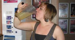 Amy Deards is pictured while still drinking, she was a heavy drinker from the age of 16