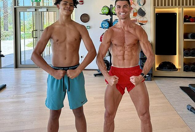 Cristiano Ronaldo sported a black toenail while posing with his eldest son, Cristiano Jr