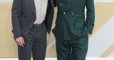 Brad Pitt looked dapper as he stepped out British Racing Green-coloured suit as he teamed up with Hollywood icon Tom Cruise for the European premiere of F1: The Movie in London on Monday